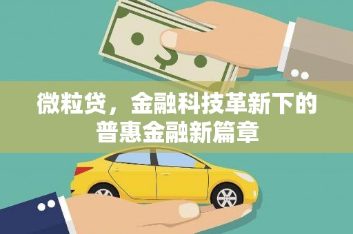 刚察微粒贷，金融科技革新下的普惠金融新篇章