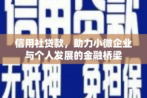 刚察信用社贷款，助力小微企业与个人发展的金融桥梁