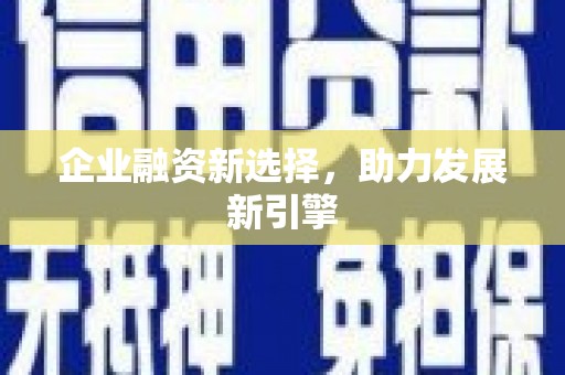 刚察企业融资新选择，助力发展新引擎