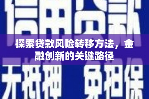 刚察探索贷款风险转移方法，金融创新的关键路径