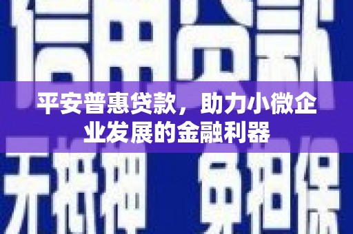 刚察平安普惠贷款，助力小微企业发展的金融利器