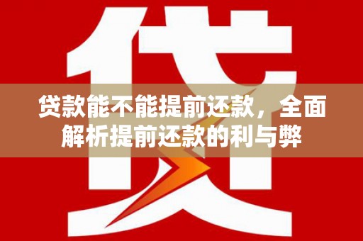 刚察贷款能不能提前还款，全面解析提前还款的利与弊